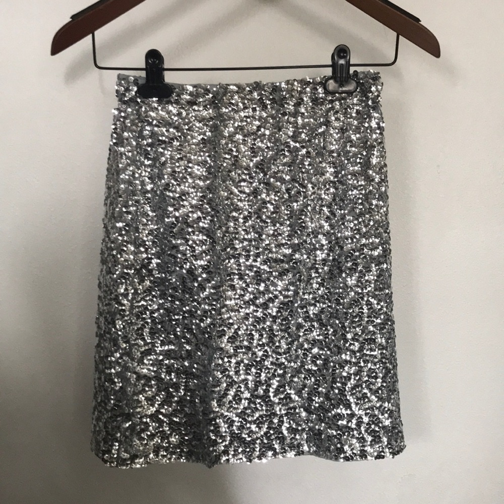 PrettyGuide Silver Sequin Skirt